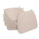 AAAAAcessories D-Shaped Chair Cushions, 2" Thick Dining Chair Pads with Ties and Removable, Machine-Washable Cover, 17" x 16", Set of 6, Oatmeal Beige