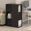 Furinno Viola 3-Tier Book Shelf, Bookshelf, Cube Storage, Dark Oak/Black | Open Shelf Organizer Bookcase, with Storage Bins, 13.6 x 29.3 x 43.8, for Living Room, Bedroom, Home Office