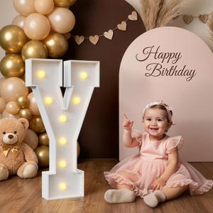 2.3FT Light up Letters, Large Marquee Letters Y, 2.3 Feet Tall Big Sign Y with Warm White Light for Birthday Wedding Proposal Engagement Graduation Party Backdrop Decorations