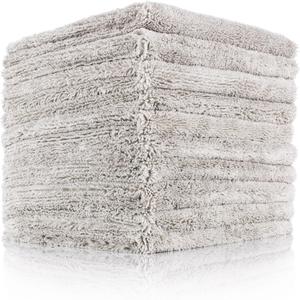 The Rag Company - Creature Edgeless Auto Detailing Towels; Professional 70/30 Blend, Dual-Pile Plush Microfiber, Buffing & Polishing, 420gsm - 16in x 16in - Ice Grey - 10-Pack