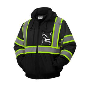 sesafety Reflective Jacket for Men, High Visibility Jackets, Safety Jackets for Men, Hi Vis Construction Bomber Jackets Waterproof with Pockets and Zipper, Black Bottom 2XL
