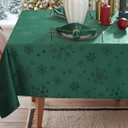 MATIRUG Christmas Table Cloth for Rectangle Tables 52x70 Inch,Spillproof Wrinkle Free Green Snowflake Jacquard Fabric Tablecloth for Xmas Winter Holiday New Year