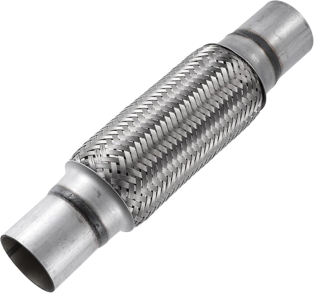 Car Exhaust Flexible Pipe Tubing, 2"x8"x12" Exhaust Joint with Welding Extension Pipe Universal for Car Durable Stainless Steel Silver Tone
