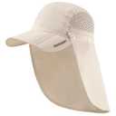BASSDASH UPF 50+ Foldable Fishing Hat Baseball Cap with Removable Neck Flap Portable for Men Women Golf Hiking (Beige, One Size)