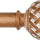 TONIAL Wood Curtain Rod 32 to 86 Inches, 7/8 Adjustable Curtain Rods for Windows 20 to 84 Inches, Splicing Drapery Rods Decorative with Netted Texture Finials