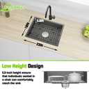 Black Kitchen Sink, 23x18x5.5 Inch Low Height Design Single Bowl Stainless Steel Undermount Kitchen Sink Come With Accessories Ensure Individuals With Limited Mobility Easily Accessing And Using