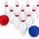 Kids Bowling Set with 10 Soft Foam Bowling Pins & 2 Balls, Indoor Outdoor Bowling Toys for Toddlers 3-8 Years Old