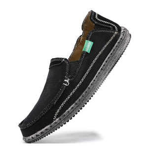 VILOCY Mens Slip on Deck Shoes Casual Canvas Loafers Beach Boat Shoes Zero Drop Vintage Flat, Size 11