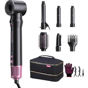 7-in-1 Air Wrap Hair Styler, Fast Drying Blow Dryer & Curling StylingTool, Hot Air Styler No Heat Damage, Hot Air Styler Wrap for Curling Volumizing Straightening Styling(Rose Pink)