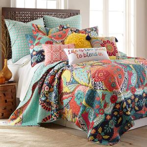 Levtex Home - Jules Quilt Set - King/Cal King Quilt (106x92in.) + Two King Pillow Shams (36x20in.) - Bohemian - Teal, Orange, Yellow, Green, Blue, Red, Navy - Reversible - Cotton Fabric (Quilt - King, Multicolor)