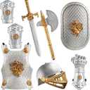 8-PIECE KNIGHT PLAYSET – Includes helmet, breastplate, sword, battle axe, shield, gauntlet, and shin guards for full medieval role play