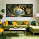 Green Willow Tree Canvas Wall Art Large Botanical Nature Wall Painting, 58"L x 29"W