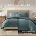 Monbix Queen Comforter Set - 7 Pieces Blue Green Bed in a Bag Queen Bedding Sets with Comforters, All Seasons Comforter Bed Set with Sheets,Pillowcases & Shams
