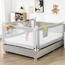 69.5 Inches Toddler Bedrail with Anti-Collision Cotton and Side Pocket-Gray
