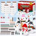 Outivity 24 Pack Build a Modeling Clay Snowman Kit, Snowman DIY Christmas Crafts for Kids, Christmas Crafts Xmas Gift Winter (290 pcs)