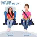 Diono Cambria LE, 2-in-1 Belt Positioning Booster Seat,Backless and High-Back Booster seat for Children from 40—120 lb,17" Wide,6 Headrest Positions,Lightweight with Latch, Blue, MFD 05/2026