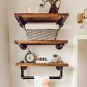 Industrial Pipe Shelving Wall Mounted 3 Tier Rustic Bathroom Shelves Wall Pipe Shelf for Bathroom Decor