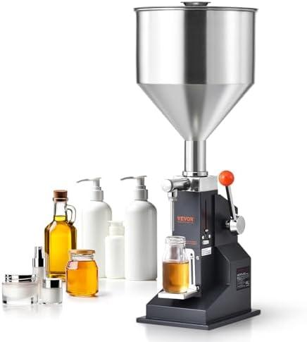 VEVOR A03 Pro Manual Paste Liquid Filling Machine, 5-100ml Adjustable Bottle Filling Machine with 11.5L Hopper for Filling Paste/Cream/Cosmetic/Perfume/Drink/Medicine/Shampoo/Lip Gloss