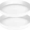 2 Pack of 8 inch Plant Saucer Clear, Heavy Duty Plastic Plant Water Tray 8 inch Round, Flower Plant Saucers for Indoors No Holes, Plant Dishes Saucer for Planter 7"/8" (8", White)