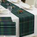 Gilprop 6 Pcs 72 x 13'' Tartan Plaid Bear Babyshower Table Runner Vintage Birthday Party Decoration for Baby Shower Theme Party Table Runner Dining Room Home Kitchen Decor (Green and Blue)