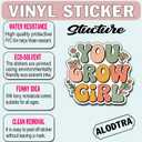 4 x (3 pcs) You Grow, Girl Motivational Sticker for Tumbler, Floral Funny Sarcastic Phrase Inspirational Quote Vinyl Decal for Kindle Laptop Water Bottle Phone Hard Hat - 3x3