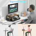 Gianotter Wood Monitor Stand Riser, Office Desk Shelf Organizer, Desk Organizer with Drawer and Pen Holder, 2-Tier Computer Stand, Office Organization (Wood)