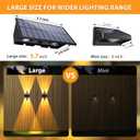 Solar Fence Lights,6Pack Solar Lights Outdoor Warm White + RGB Up & Down Waterproof 100 Lumens Dusk to Dawn Large Solar Wall Lights for Backyard/Pool/Railing/Patio/Porch/Step/Wall