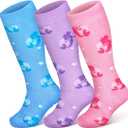 Kids Soccer Socks 3 Pairs Toddler Knee High Soccer Socks Baseball Sock for Girls (Mermaid)
