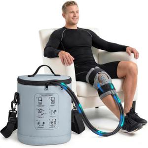 Ice Machine for Knee After Surgery, Portable Cold Therapy Machine with Programmable Timer, Knee Replacement Recovery System for Pain Relief w/Compression Pad for Shoulder, Hip, Back and Ankle