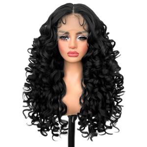 SOKU Long Curly Wig, Glueless Lace Front Wigs for Black Women 22 Inch Pre Plucked Ready to Wear Black Layered Wig with Natural Hairline 13x4x1 HD Lace Frontal