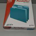 Pendaflex Colored File Folders, 100 Pack, Letter Size (8.5" x 11"), Durable Teal Folders, 3 Tabs for Easy Labeling, Colorful School, Office & Home Document Organization