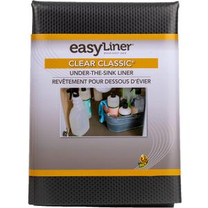 EasyLiner Clear Classic Under The Sink Shelf Liner for Kitchen & Bathroom Cabinets - Easy to Install & Easy to Clean Non Slip Surface - Durable Plastic Shelf Liner - 24 Inches x 4 Feet - Black