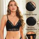 Avidlove Lace Bralette for Women Sexy Wireless Bralettes Non Padded Bralette V Neck Minimizer Lingerie (Black, XL)