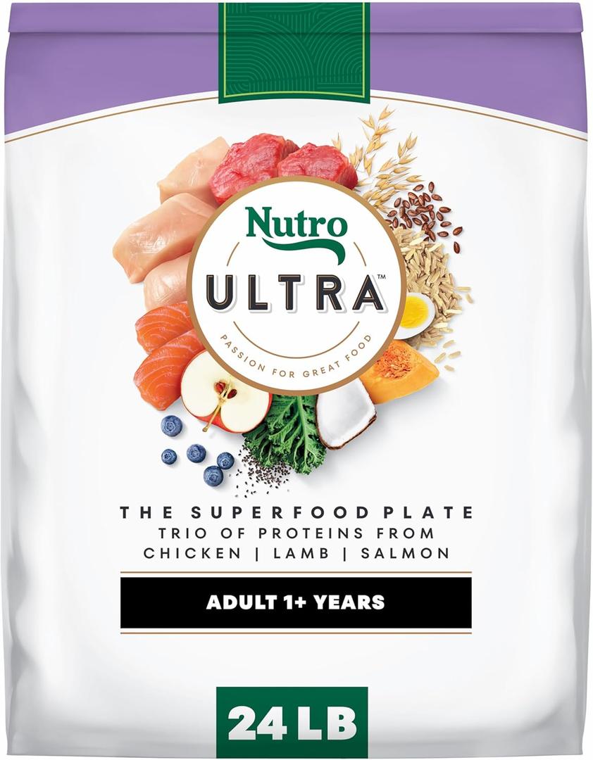 Nutro Ultra Adult Dry Dog Food with a Trio of Proteins from Chicken, Lamb and Salmon, 24 lb Bag Best By: Feb 04 2026