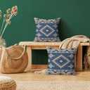 CXMEIFLY Boho Aztec Pillow Covers 22 x 22 Inch Set of 2 Western Native American Blue Beige Geometry Decor Throw Pillows Southwestern Outdoor Decorative Cushion Cases for Couch Bed Decorations