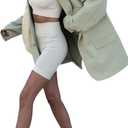 Grlasen Women Casual Elegant Long Sleeve Oversized Lapel Blazers Open Front Solid Work Office Jacket Blazer (Green, S)