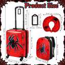 Sanwuta Luggage Sets, 4 Pack, 16 Inch Carry on Rolling Suitcase Backpack Neck Pillow Travel Set Gift for Kids Boys Girls(Spider)