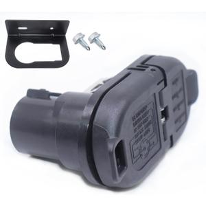 Multi-Tow 7 Pole & 4-Way Flat Trailer Connector Socket with Mounting Bracket, Universal Replacement Factory 7-Way, Fits Most Trucks & SUVs