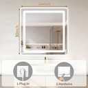 BEAUTYPEAK 30"x30" LED Bathroom Mirror with Lights, Backlit + Front Lit, Anti-Fog, Lighted Bathroom Mirror for Wall, HD Shatterproof Tempered Glass, Dimmable, Memory Function (Horizontal/Vertical)