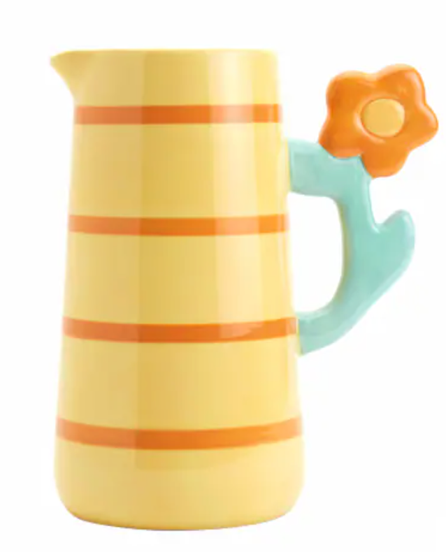 Tabletops Unlimited Cup of Happy Orange Daisy Pitcher