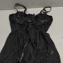 Lilosy Sexy Garter Belt Mesh Lace Babydoll Lingerie Dress Set with Thong (Black) 