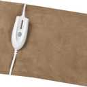HealthWise Deluxe 12” x 15” Heating Pad with Moist & Dry Heat | Four-Heat Settings | Soothing Warm Relief, Brown (59-310)