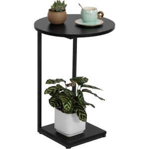 HDANI C End Table,Couch Table That Slide Under,Small Sofa Side Table in Living Room,Bedroom,Black