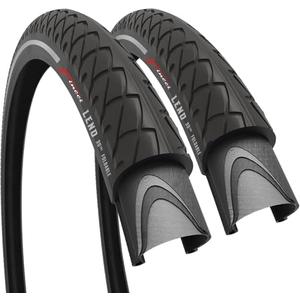 Fincci Pair 26x1.95 Bike Tire - Slick City 26 inch Bike Tires - 50-559 Black Foldable Mountain Bike Tires with Kevlar - 26" Wheelset for Electric, Folding Road bikes, Bike Trainer MTB Accessories Leno