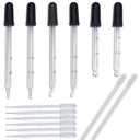 6 PCS 1 mL Glass Eye Droppers with Clean Brush for Essential Oils, Lab, Health Care, Crafts - Glass Dropper, Eye Dropper, 1mL Pipettes Dropper, Medicine Dropper