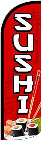 4 Less Co SUSHI - Windless Swooper Flag Feather Banner Sign 3x11.5 ft Tall (Flag Only) rq22