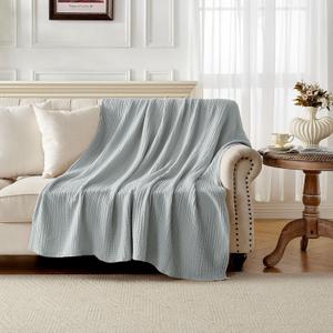 Joydeco 100% Cotton Muslin Throw Blanket for Couch Bed and Sofa, 4-Layer Lightweight and Breathable Soft Gauze Blanket for All Season, Luxury Throws Cotton Blanket Gift (Grey, 55"x75")