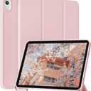 for New iPad (A16) 11th Generation Case 11 Inch 2025, iPad 10th Generation Case 2022 10.9 Inch with Pencil Holder, Trifold Stand with Soft TPU Back Cover, Support Touch ID, Auto Wake/Sleep, Pink