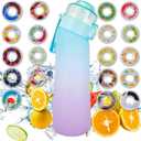 Air Scent Water Bottle with 12 Flavor Pods 650ML Fruit Fragrance Scented Water Cup BPA Free 0% Sugar For Fitness And Outdoor (Gradient Blue Bottle+12 pods in random flavors)