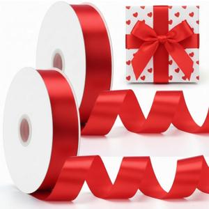 Lyrow Red Ribbon 1.5 Inch x 300 Yards, Wide Red Satin Ribbon for Gift Wrapping DIY Crafts Roses Tree Mother's Day Wreaths Baby Shower Flower Bouquet Wedding Party Decor, 1-1/2 Inch
